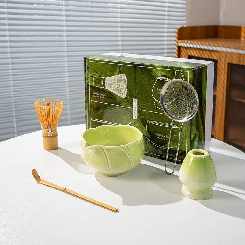 Gradient Apple Green Flower Matcha Set 5 Pieces