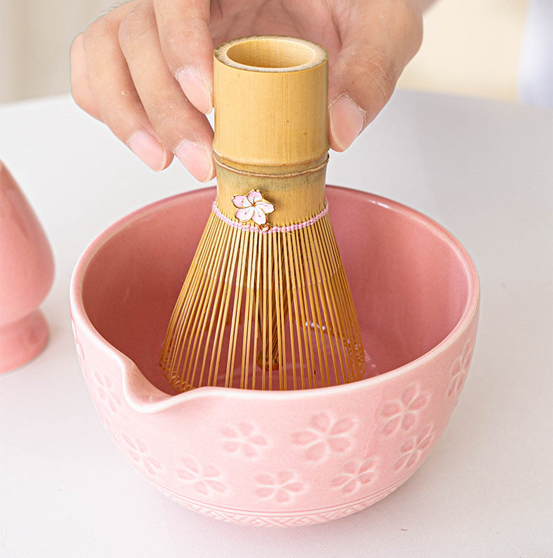 Pink Sakura Charm Matcha Whisk(Matcha Chasen)