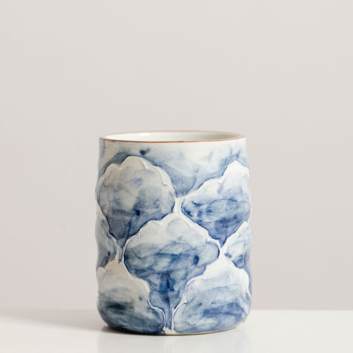 【Pre-order】Hand-Painted Peony Glass 200ml (Blue)
