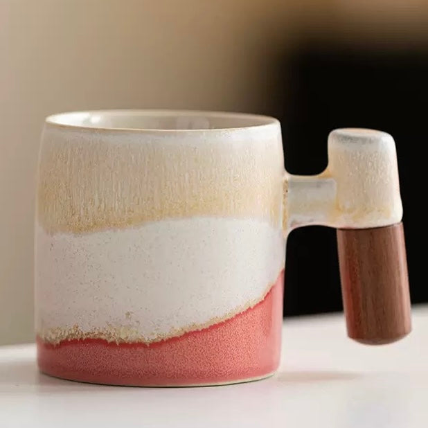 Mini Espresso Cup – Gradient Pink with Wooden Handle