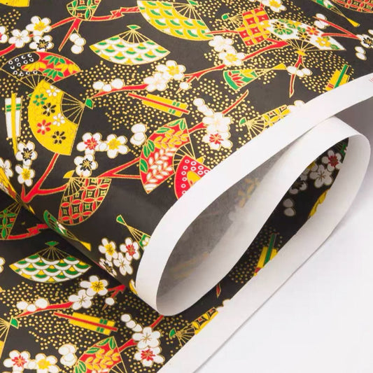 Elegant Fan & Blossom Gift Wrapping Paper
