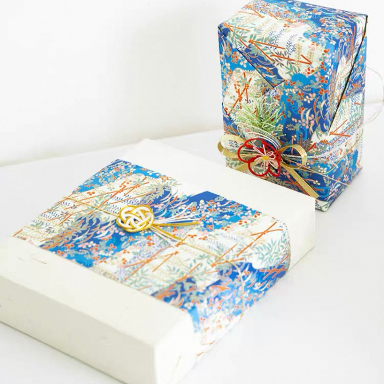 Blue & Gold Botanical Gift Wrapping Paper