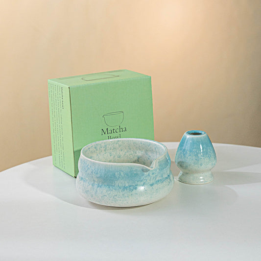 Kiln Fired Blue Matcha Set 2 Pieces