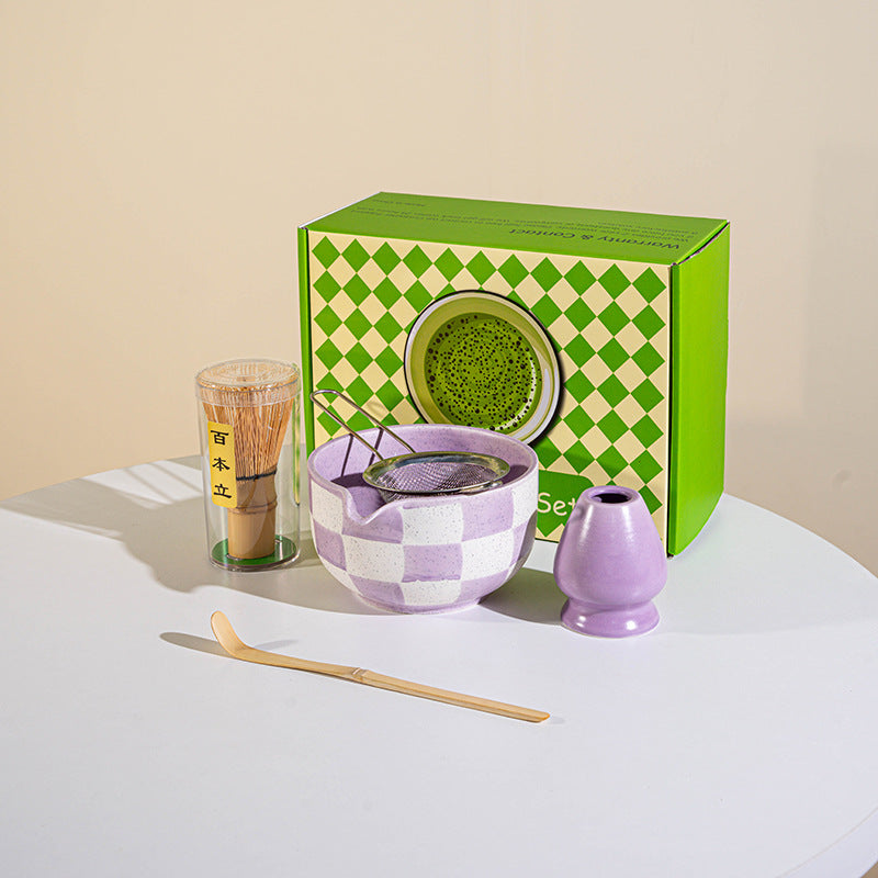 Purple Plaid Matcha Set 5 pieces