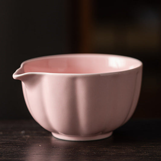 Sakura Pink Petal-Shaped Matcha Bowl