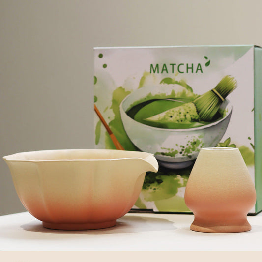 Embossed Gradient Yellow-Pink Matcha Set 2 Pieces