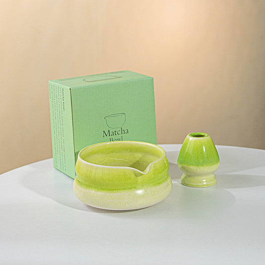 Kiln Fired Apple Green Matcha Set 2 Pieces