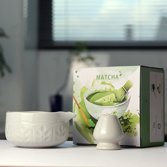 Ice Gray Floral Relief Matcha Set 2 pieces