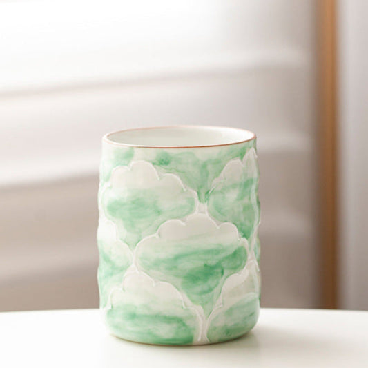 【Pre-order】Hand-Painted Peony Glass 200ml (Green)