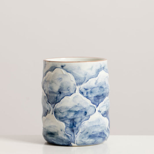 【Pre-order】Hand-Painted Peony Glass 200ml (Blue)