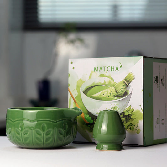 Willow Green Floral Relief Matcha Set 2 Pieces