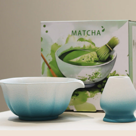 Embossed Gradient White-Blue Matcha Set 2 Pieces