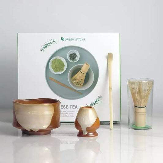Brown kiln-changed glaze Matcha Set 4 Pieces