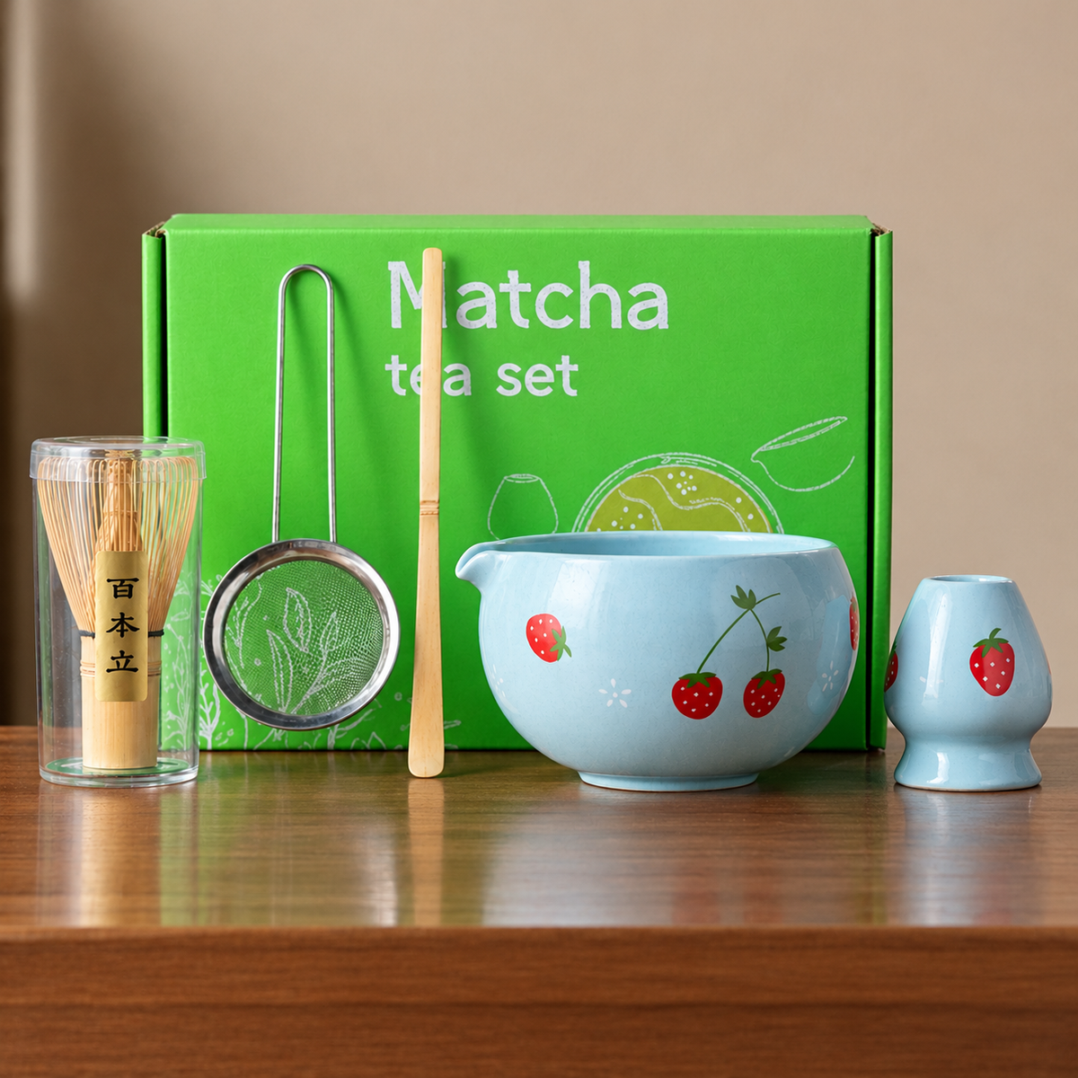 Blue Strawberry Matcha Set 5 Pieces